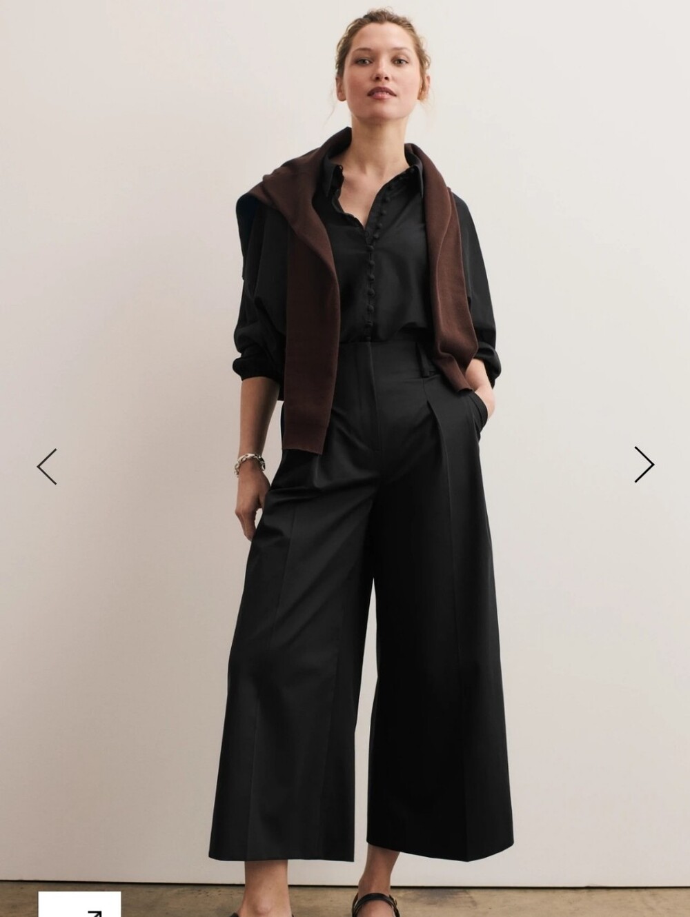 The Fold Cropped Wool Palazzo Pant